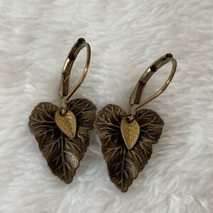 Vintage brass leaf earrings